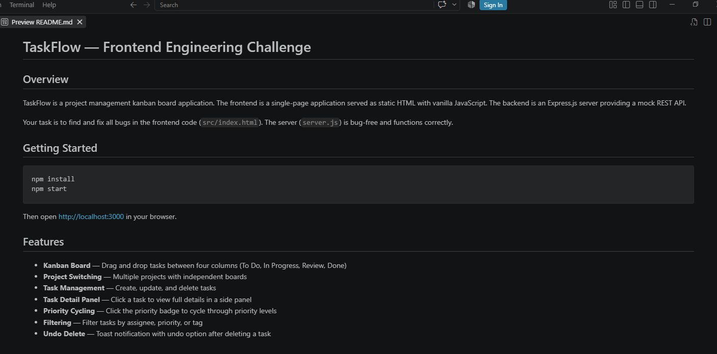 TaskFlow README preview